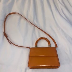 Orange Zara Bag with beaded handle and crossbody!